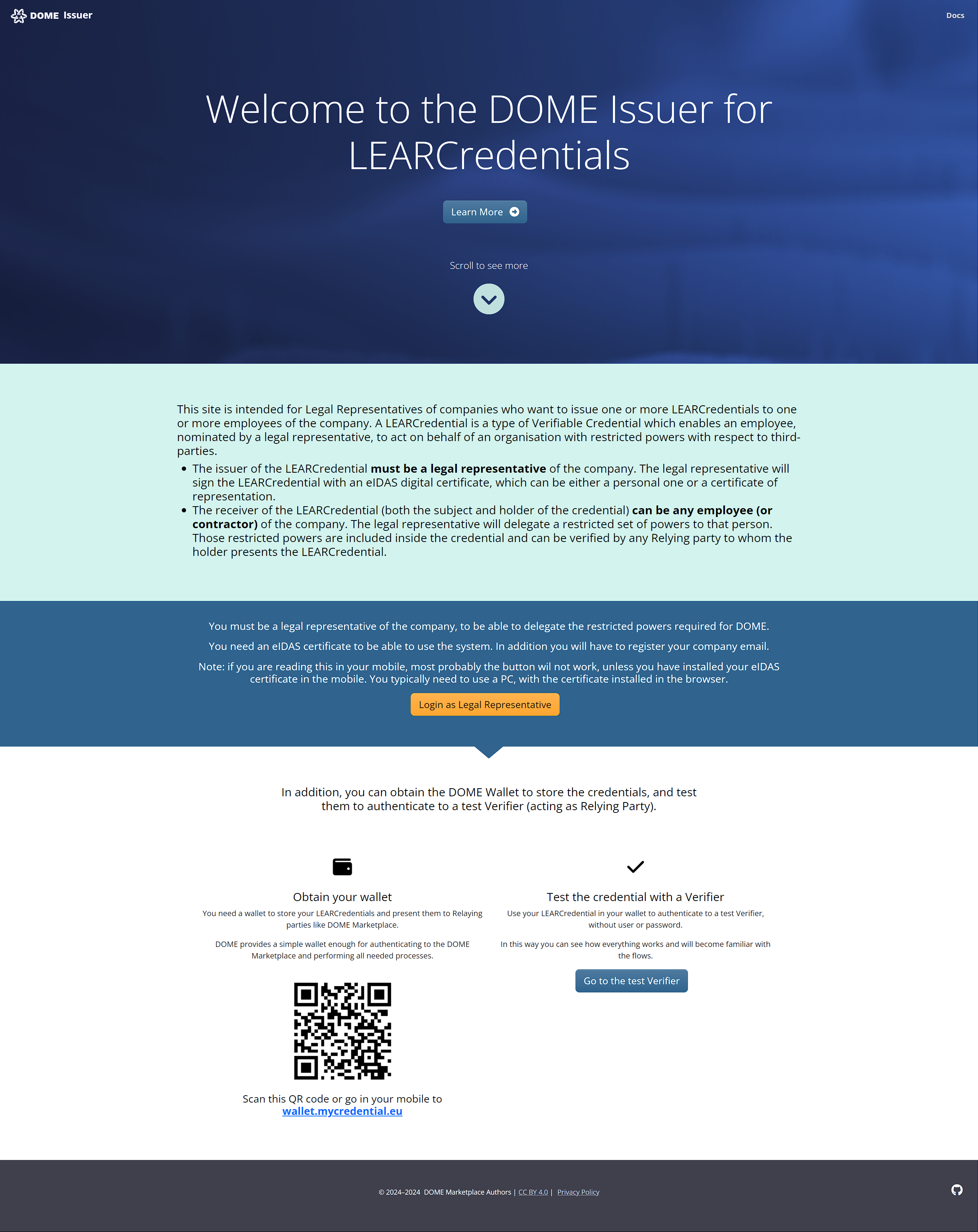 DOME Issuer portal