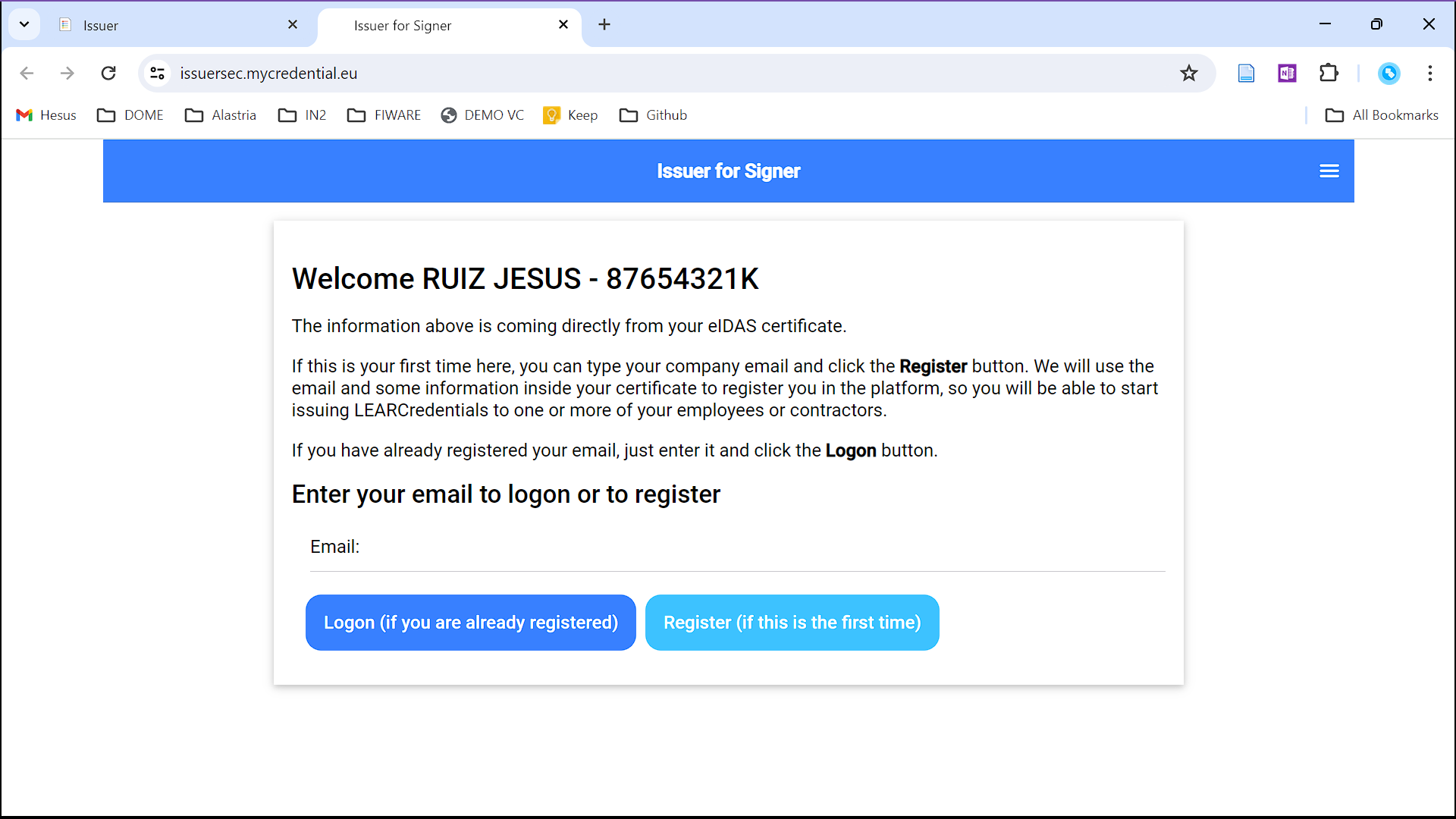 Register email